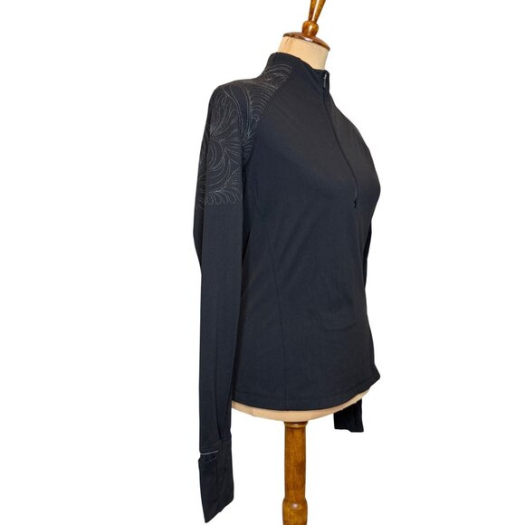 Lululemon Toasty Tech Black Long-Sleeve Half-Zip Pullover Shirt With Silver Acce - Picture 2 of 6